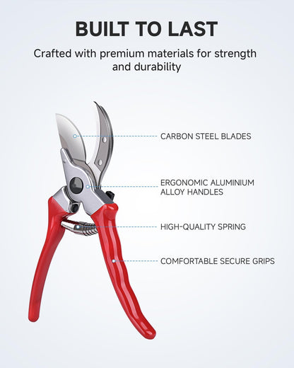 Fondwell 8.5" Bypass Pruning Shears for Gardening: Heavy Duty Garden Clippers Hand Pruners of High Cutting Efficiency