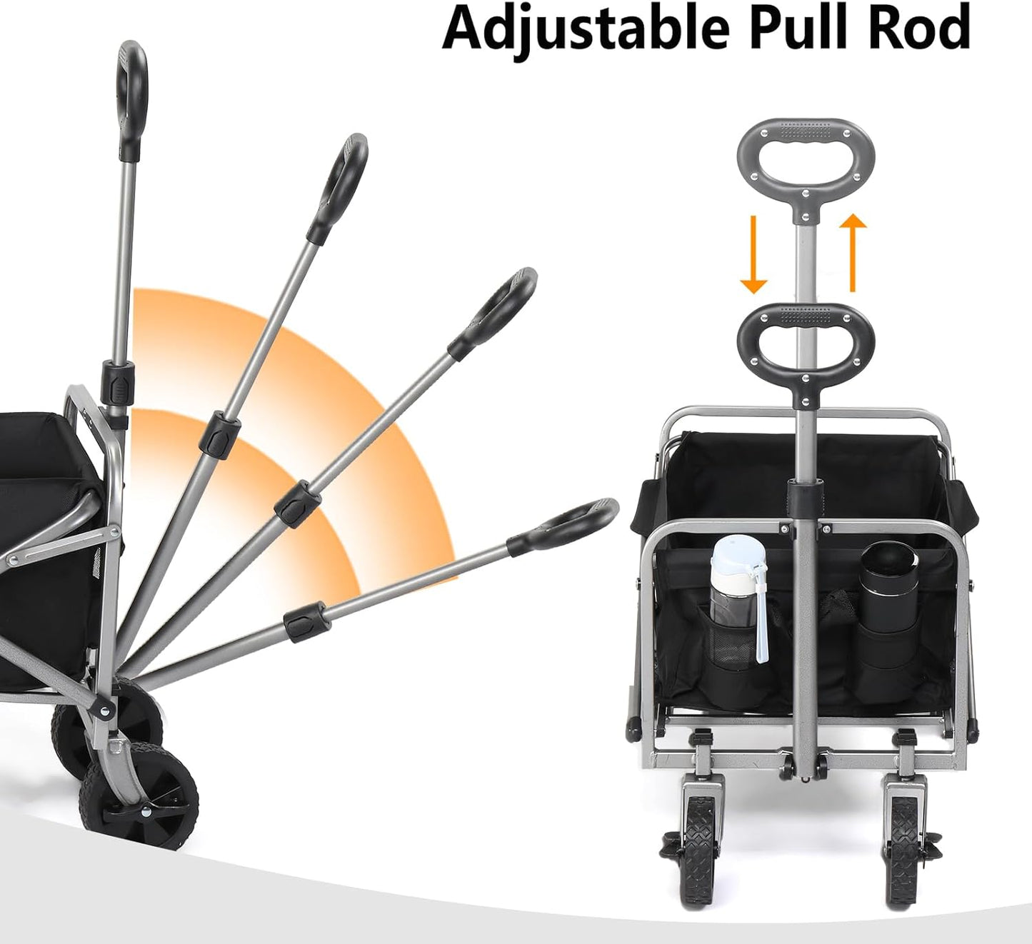 Collapsible Wagon with Big Wheels for Sand, Grocery All-Terrain Wheels Garden Grocery Wagon for Shopping Park Picnic, Camping, Beach Trip