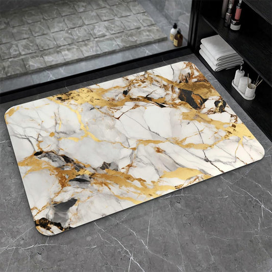 Bath Mat-Bathroom Rug，Abstract Marble Gold-Absorbent Non Slip Quick Dry Stain Resistant Easy to Clean Care Shower Rug for Bathtub Shower Room 20×31Inch (50 * 80cm)