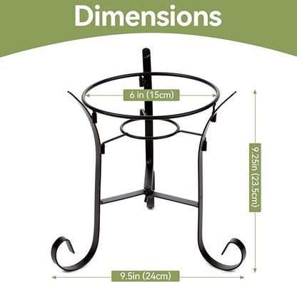 Lily's Home Metal Gazing Ball Stand for 10 or 12 inch Metal and Glass Garden Gazing Globes. Black. 9-inch Tall