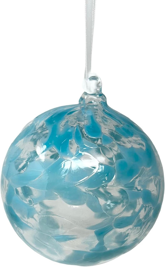 Small Friendship Glass Ball Globe - Turquoise 3.5 inch Hand Blown Handmade Hanging Garden Gazing Ball Indoor Outdoor Home Décor