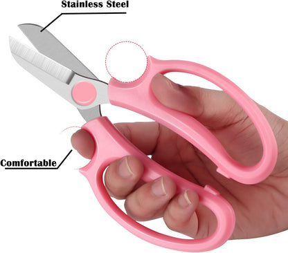 Gardening Scissor White Sharp Blade Alloy Steel Garden Shears for Cutting Flowers Trimming Plants of Yard Florist Rose Herb Hedge and Fruits Picking