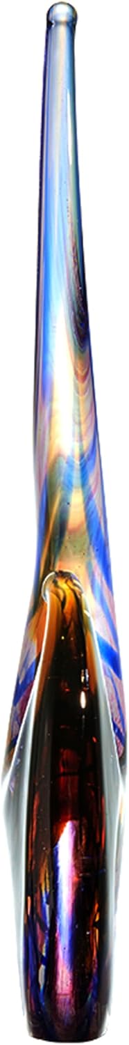 Luxury Lane Hand Blown Abstract Peacock Sommerso Art Glass Sculpture for Home Decor 15 inch Tall Centerpiece Table Decoration