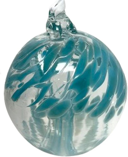 Turquoise Tree of Life Glass Globe - Small 3.5 inch Hand Blown Handmade Hanging Garden Gazing Ball Indoor Outdoor Home Décor