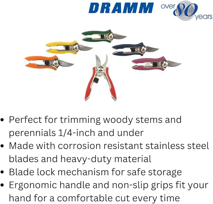 Dramm 18011 Stainless Steel Compact Pruner, Red