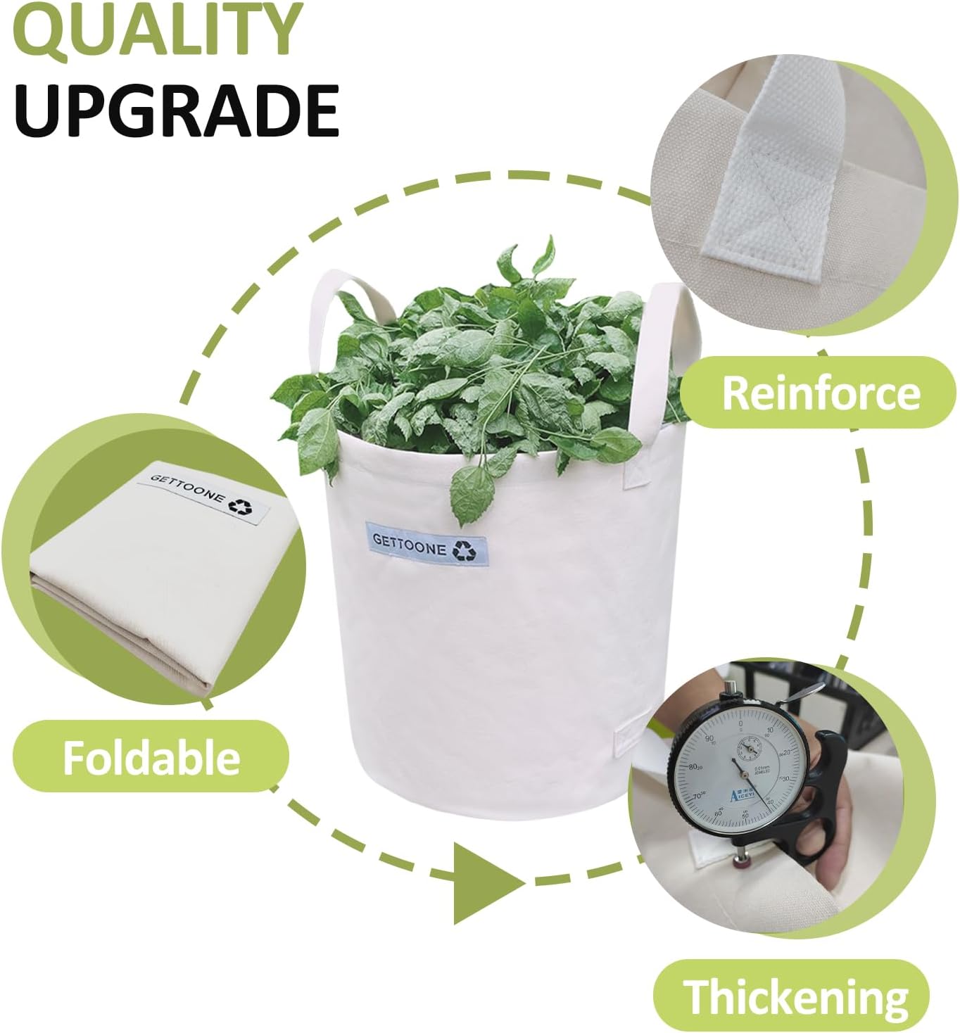 Lawn Bags for Yard Waste | Heavy-Duty Collapsible Leaf Bag, 20 Gallon Reusable Garden Clippings Container & Outdoor Trash Can with 2 Carry Handles (Middle)