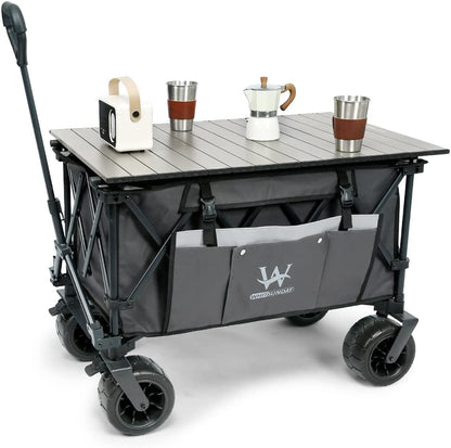 Whitsunday Collasible Wagon, Large Capacity 400Lbs, All-Terrain Wheels Heavy Duty Utility Wagon for Gardening Shopping Fishing Camping Outdoor Picnic Grey
