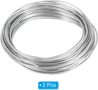 PATIKIL 1.5mm Bonsai Training Wire, 2 Rolls Floral Wire Stems Anodized Aluminum Tree Wire 65.6 Feet Total for Gardening Branch Fixing, Silver Tone