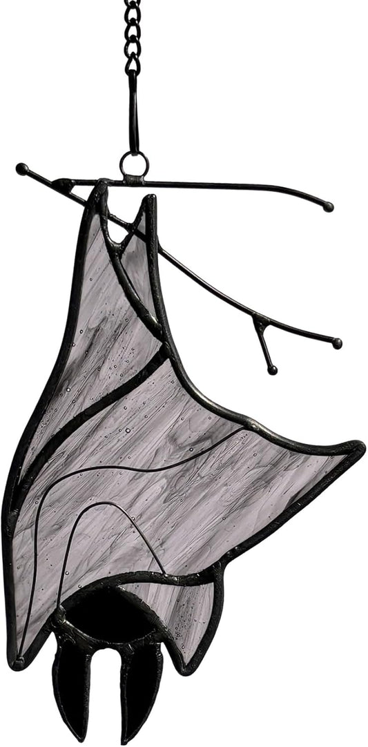 Stained Glass Bat Decor Window Hangings Ornament, Gothic Bat Suncatcher Halloween Decorations