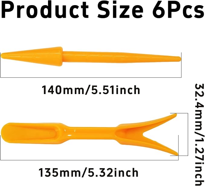 6PCS Mini Garden Hand Succulent Transplanting Tools Set, Plastic Seedling Dibber and Digging Tools for Indoor Gardening, Home Plant Care, Repotting, Lawn Maintenance(Yellow)