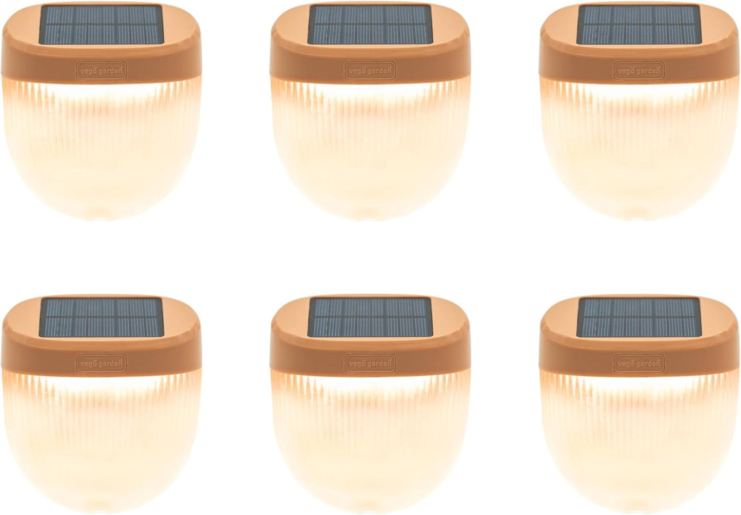 Vego garden Rippled Solar Garden Lights with Auto Sensors Magnetize Securely to Raised Beds, IPX4 Waterproof Outdoor LED Light for Patio & Yard Terra Cotta, 6 Pack