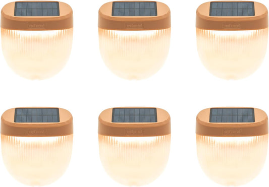 Vego garden Rippled Solar Garden Lights with Auto Sensors Magnetize Securely to Raised Beds, IPX4 Waterproof Outdoor LED Light for Patio & Yard Terra Cotta, 6 Pack