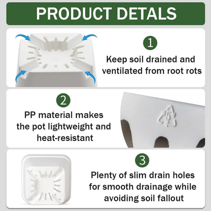 BTPLASTIK 80 Pcs Nursery Pots 4 Inch, Plastic Seed Starting Pot with Drainage Holes, Small Sturdy Seedling pots for Planting, Succulents, Transplanting, Cuttings (White)
