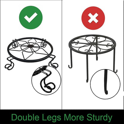 Flower Pot Stand Heavy Duty 2 Pack Planter Holder Indoor Outdoor Home & Garden Decor(Black)