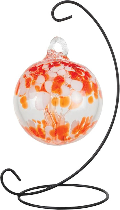 Dale Tiffany AC23216-D3 Rainbow Tree of Life Hand Blown Art Glass Ornament Witch Globe Gazing Ball, Nova, 3" Diameter with Hanging Stand