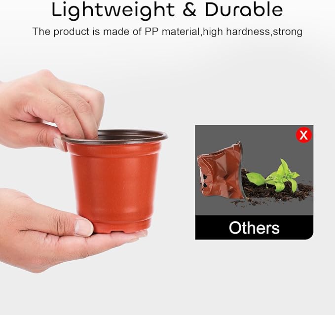 GROWNEER Nursery Pots 120 Pcs 4 Inch Plastic Plant Pot with 15 Pcs Plant Labels, Small Seed Starter Set Flower Planter Seedling Pots Grow Container for Indoor Outdoor Garden Transplant