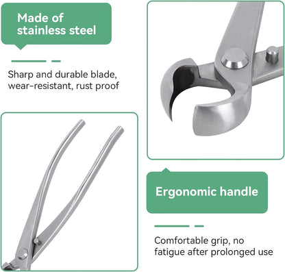 Bonsai Branch Cutter, 7in(180mm) Stainless Steel Concave Knob Cutter Tree Limb Cutter Bonsai Pruning Japanese Gardening Tools for Enthusiasts and Beginners