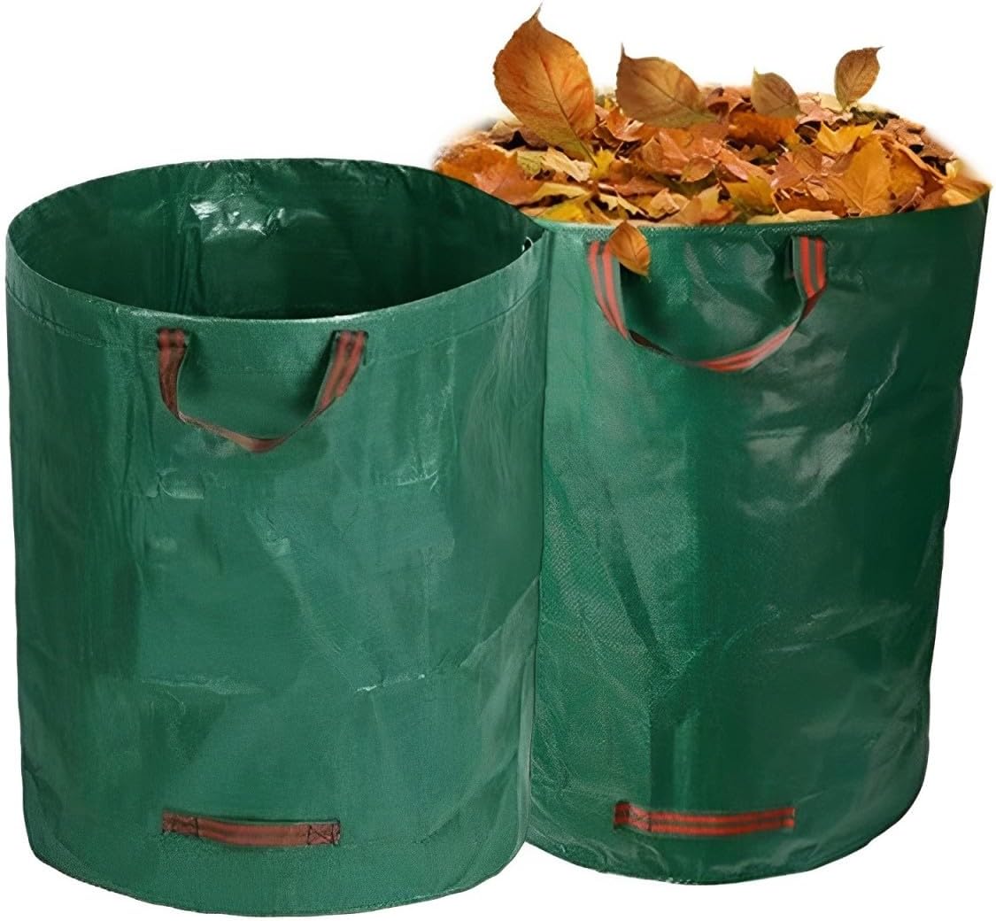 2-Pack 80 Gallon (33H x 26D Inches) Reusable Standable Yard Waste Bags with 4 Handles for Leaves, Debris, Grass Clippings, Garden Trash