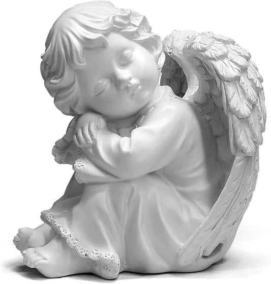 Praying Angel Figurine, Waterproof Angel Wings Statue, Garden Memorial Angel, Resin Praying Angel Figurine for Home Decor or Garden