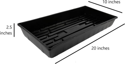 SUNPACK 10" x 20" Mega Plastic Seed Starting Tray, Black, 2.5" - No Drainage Holes, Ideal for Greenhouses or Indoor Gardening - Made of Thick, Strong Plastic