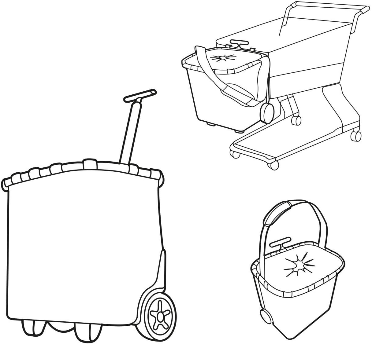 reisenthel carrycruiser Twist Sky Rose - Portable Shopping Trolley with Sturdy Aluminum Frame, Shoulder Strap and Removable mesh Inner Bag -Water-Repellent