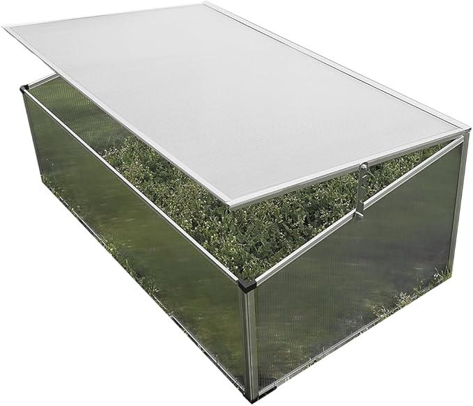 Zenport SH7005-ZD Folding Aluminum Cold Frame, Foldable, 3.3 x 1.6 x 1.3-Feet Greenhouse, Clear