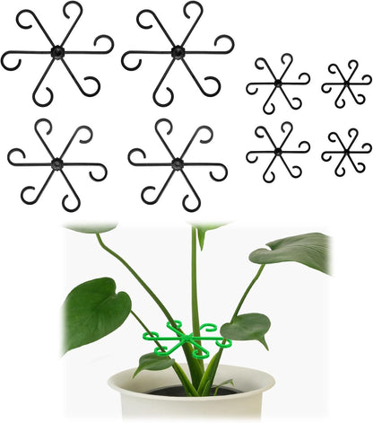 HARFINGTON 8pcs Plant Stem Support 4 Sizes Climbing Houseplant Stem Holder Stakes Reusable Flower Trellis Plant Stand for Outdoor Indoor, Black