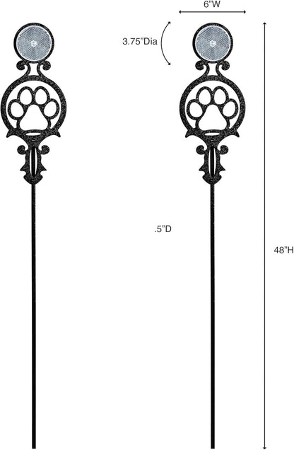Touch of Class Pathways Reflective Driveway Marker Stake Set of Two for Outdoor Use | Paw Print Design | Personalized Tall Reflector Set of 2 | Black Durable Finish