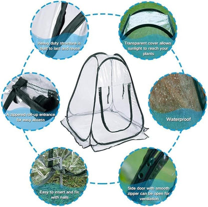 27.56" * 27.56" * 31.5" Greenhouses for Outdoors, Portable Greenhouse Kit with Side Windows, PE Cover, Backyard Garden Indoor Outside, Foldable, No Assembly Required