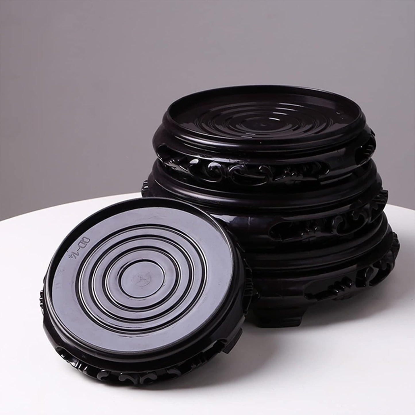 Hapivida Plant Stand, 5.3in Round Plant Riser Decorative Display Flower Holder Vase Rack Holder Planter Tray Oriental Style Furniture Indoor for Desktop Counter Room
