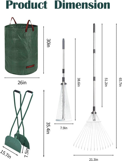 Leaf Grabber, Grabber Rake, Leaf Picker Upper, Leaf Scoops with Long Handle, Rakes for Yard Work, Yard Tools for Garden Cleaning
