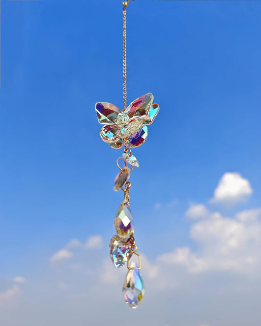Crystal Butterfly Suncatcher for Windows Hanging Prism Ornament Indoor Rainbow Maker Home Sun