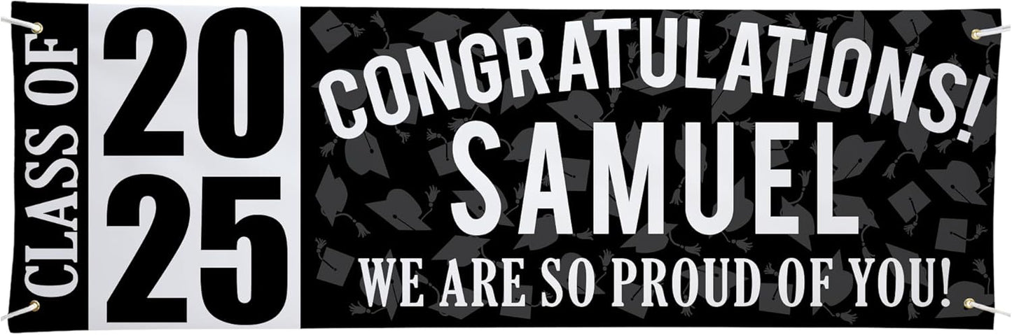 Let's Make Memories Personalized Graduation Banner Class of 2025 - Graduation Party Decorations - Congratulations Banner - Indoor/Outdoor Vinyl - Best in Class - Black - 6 ft.
