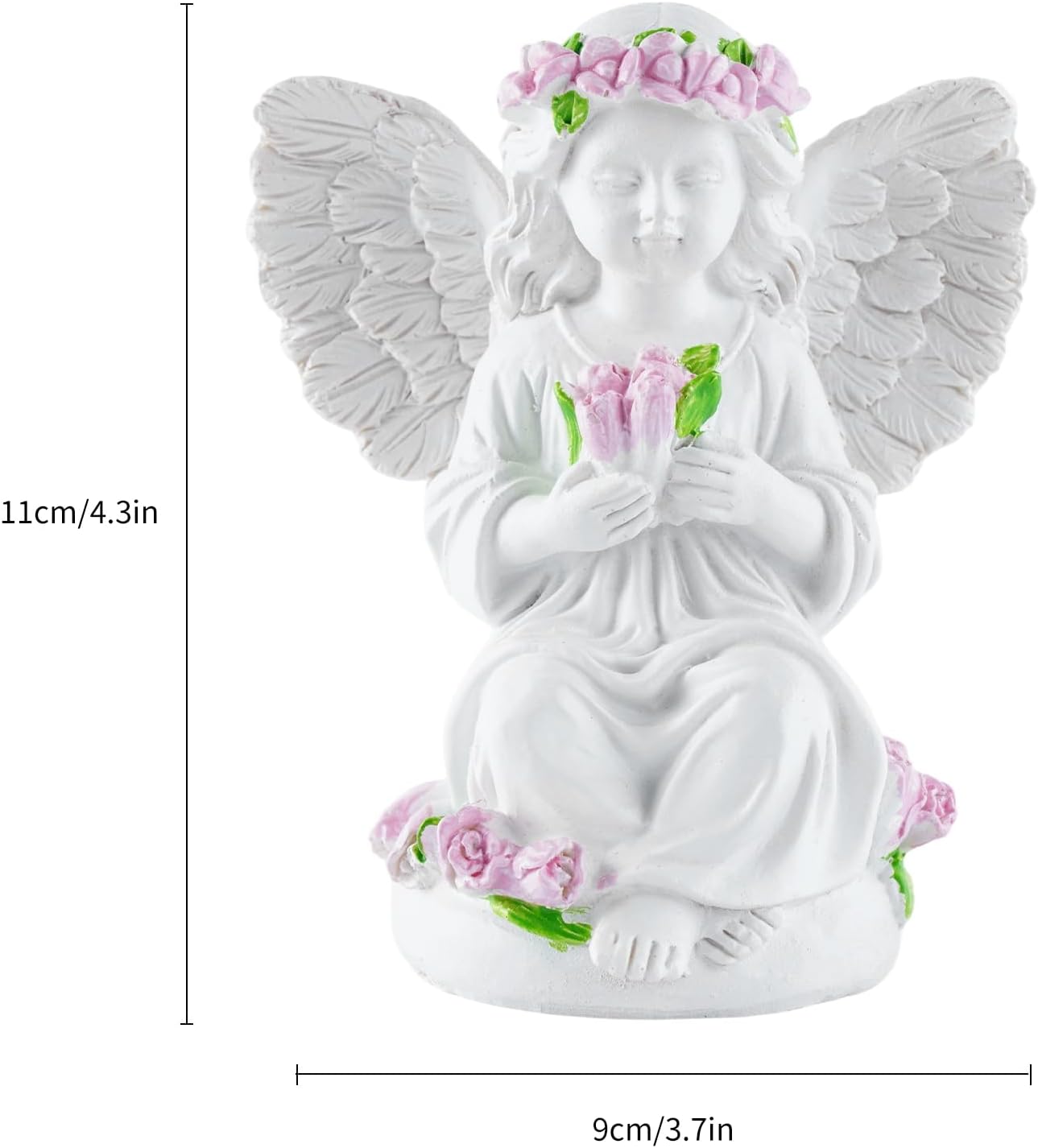 Resin Angel Statues Holding Pink Roses: Indoor & Outdoor Winged Angel Decor, Ideal for Home and Garden, Perfect Blessing Gift for Parents and Friends
