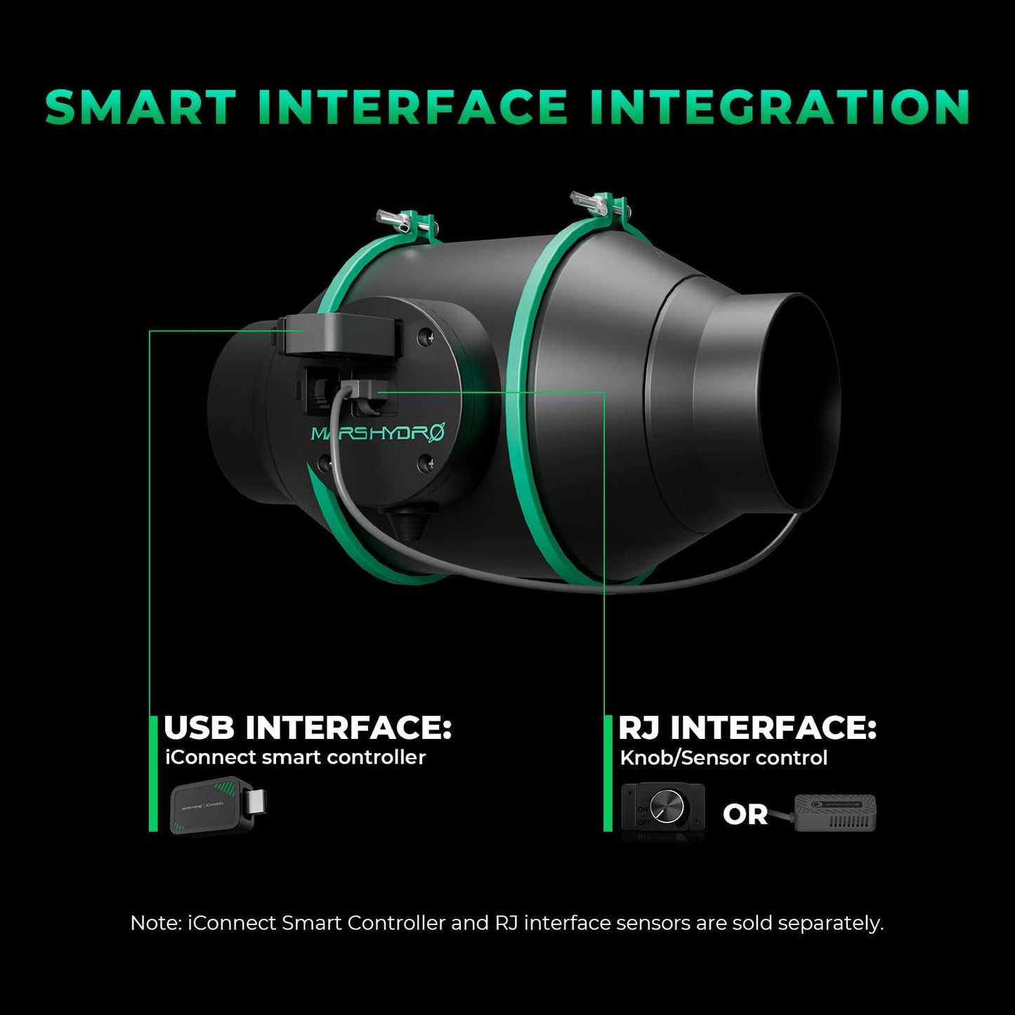 MARS HYDRO 2025 New Version iFresh 6 Inch Smart Inline Fan Combo, with Variable Speed Controller, for Heating Cooling Booster, Grow Tents