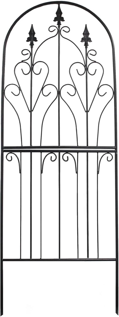 Trellis for Climbing Plants 59" H x 21.7" W Metal Unique Design Decorative Garden Structure Weather-Resistant Lattice Outdoor Decor Flowers Roses Vine Ivy Clematis Black Coating
