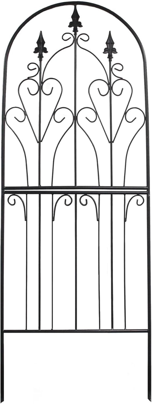 Trellis for Climbing Plants 59" H x 21.7" W Metal Unique Design Decorative Garden Structure Weather-Resistant Lattice Outdoor Decor Flowers Roses Vine Ivy Clematis Black Coating