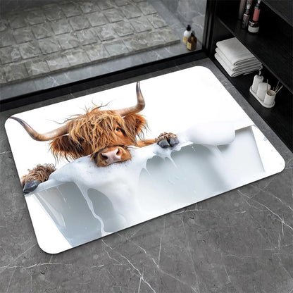 Bath Mat-Bathroom Rug，Bath, Highland Cattle-Absorbent Non Slip Quick Dry Stain Resistant Easy to Clean Care Shower Rug for Bathtub Shower Room 20×31Inch (50 * 80cm)