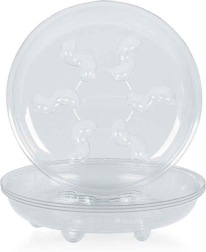 Idyllize 5 Pieces of 14 inch Clear Thick Plastic Heavy Duty Sturdy Plant Saucer Drip Trays for pots (14'')