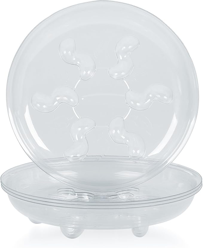 Idyllize 5 Pieces of 6 Inch Clear Thick Plastic Heavy Duty Sturdy Plant Saucer Drip Trays for pots (6'')