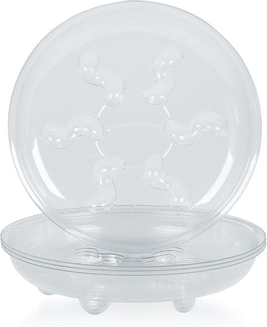Idyllize 5 Pieces of 6 Inch Clear Thick Plastic Heavy Duty Sturdy Plant Saucer Drip Trays for pots (6'')