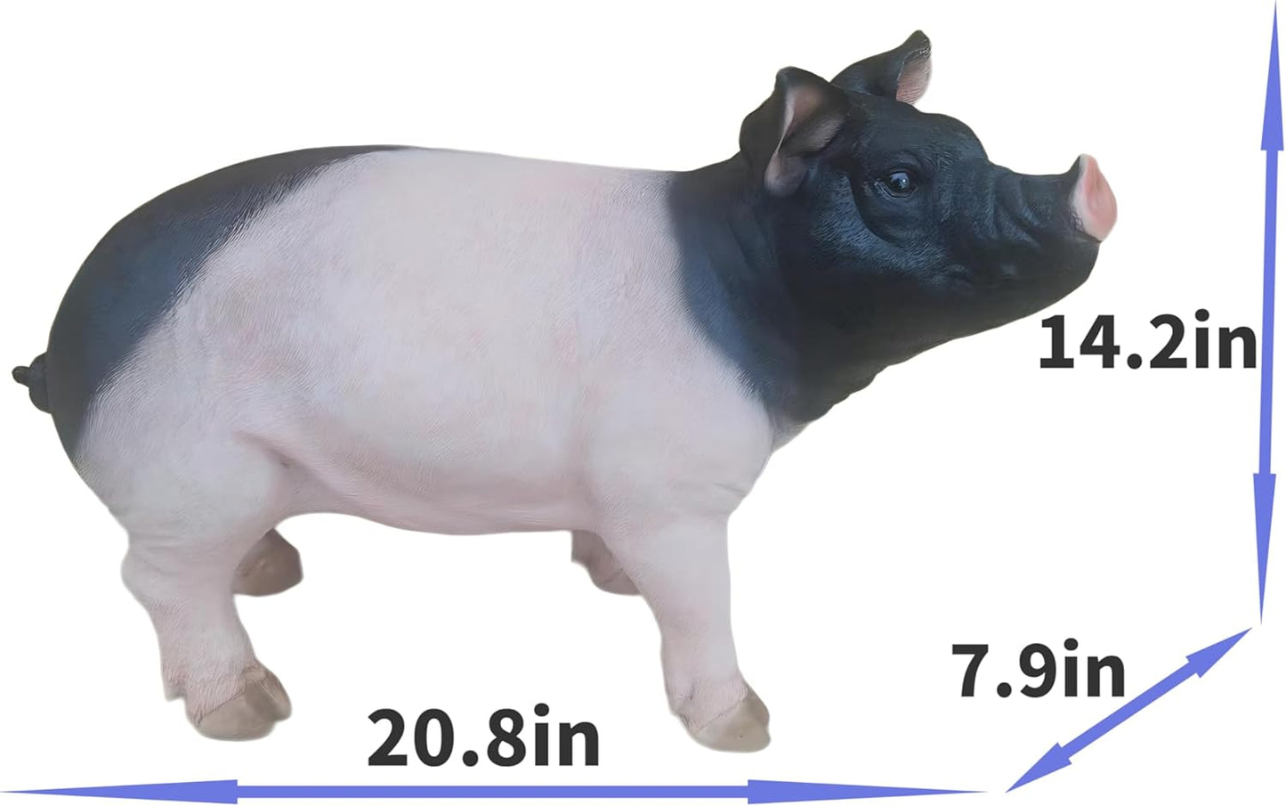 HOUDE Cute Pig Sculpture, 20.08 inches Long, decorates Outdoor Art Gardens, courtyards, lawns, and Indoor Public Spaces Such as Living Rooms and Balconies. (Black)