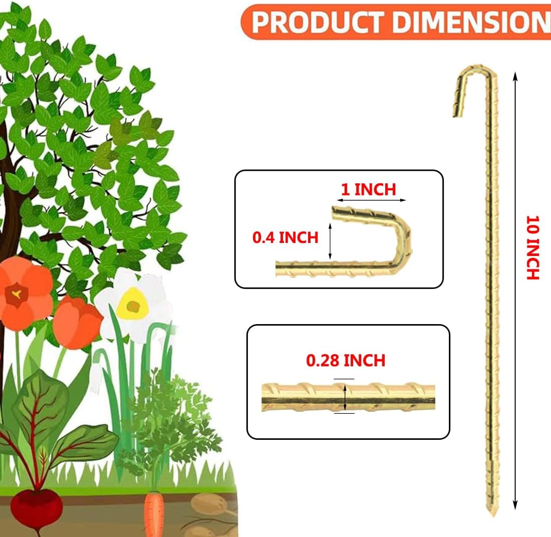 Landscape Stakes 40 Pack, 10 Inch Garden Landscape Anchoring Stakes for Terrace Board, Landscape Edging Coil, Grass Barrier, Bender Board, Weed Barrier Landscape Garden Inflatable Decor Fixing