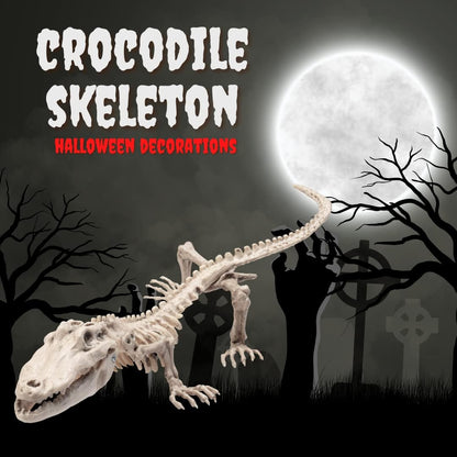 Crocodile Skeleton Halloween Decoration - 20" Long - Weather Resistant for Indoor Outdoor Use- Upgrade Your Fall Lawn Graveyard Haunted House Cemetery Party Props, Spooky Trick-or-Treat Cemetary Decor