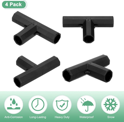 12 Pcs 11mm Greenhouse Frame Building Connectors, 3 Way Flat Pipe Fitting for Grape Trellis/Sunscreen Shed/Gardening Plant Stakes, Greenhouse Accessories [Black]