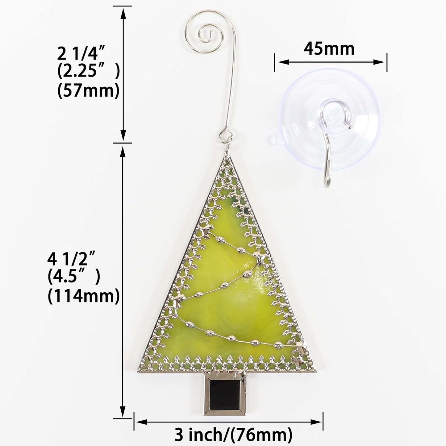 Bieye W10101 4PCS Tiffany Style Stained Glass Window Hangings for Home Decor (Christmas Tree)