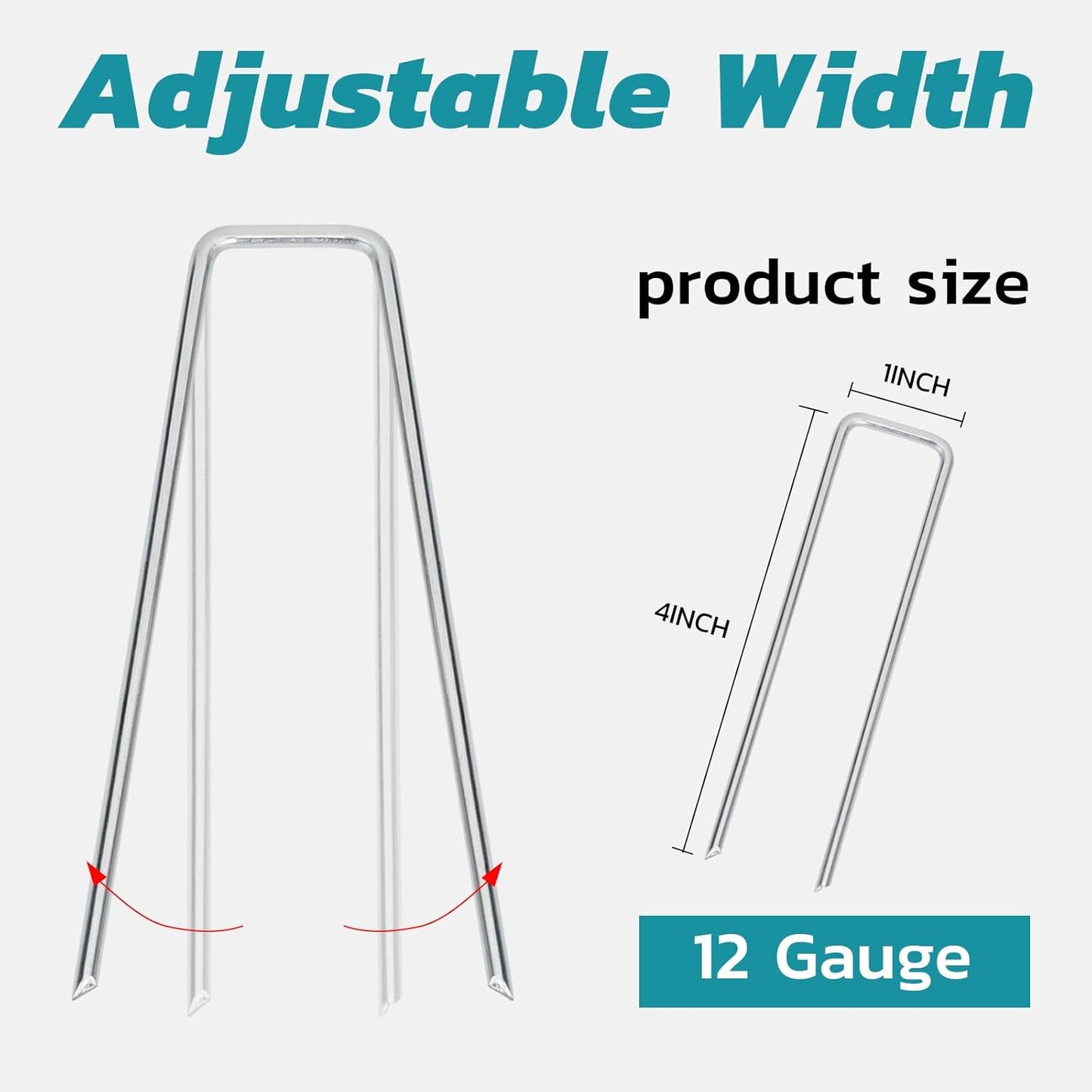 Landscape Staples 4 Inch 30 Pack, Galvanized Garden Staple 12 Gauge Landscaping Stakes Lawn Stakes for Anchoring Weed Barrier Fabric, Irrigation Tubing