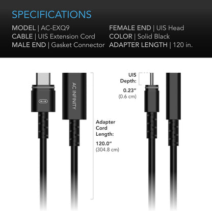 AC Infinity UIS Extension Cable Female to Male for Controller AI+, 10 Foot Cord with Water-Resistant Gasket, Enables Advance Functions Control, for CLOUDRAY, CLOUDLINE, IONFRAME, CLOUDFORGE, and More