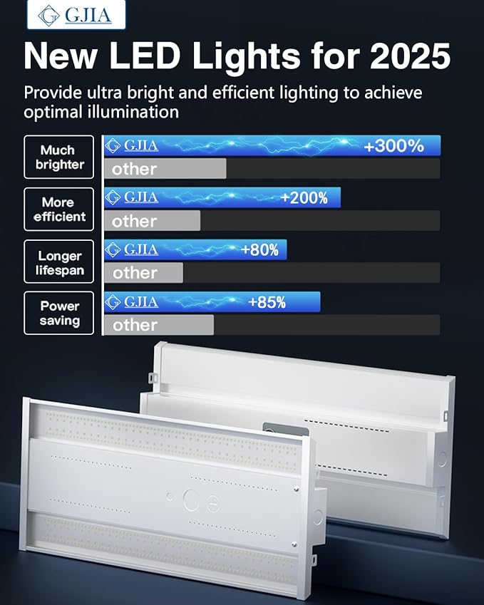 LED Linear High Bay Light 4-Pack, 130W 19500LM 0-10V Dimmable 5000K Daylight, Adjustable High Bay LED Shop Lights Lighting Fixtures for Garage Warehouse Workshop, UL