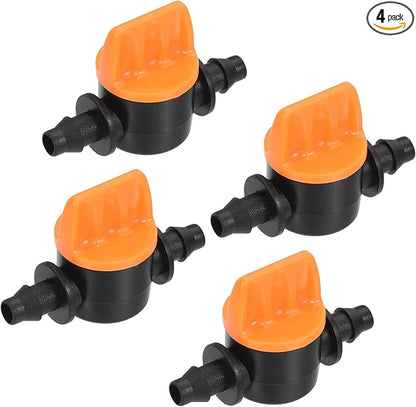 MECCANIXITY Micro Ball Valve 1/4" Barb Connector Shut Off Switch Plastic for Irrigation Drip Tube 4 Pack